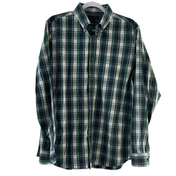 Banana Republic Blue Green Plaid Button Down Shirt Size Large - Picture 1 of 6